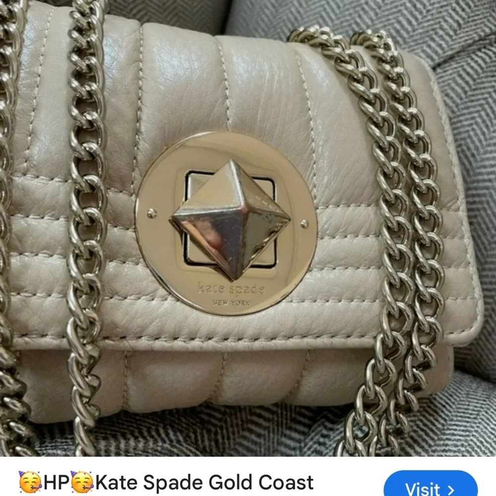 Kate Spade Elegant White Off Leather Chain Bag